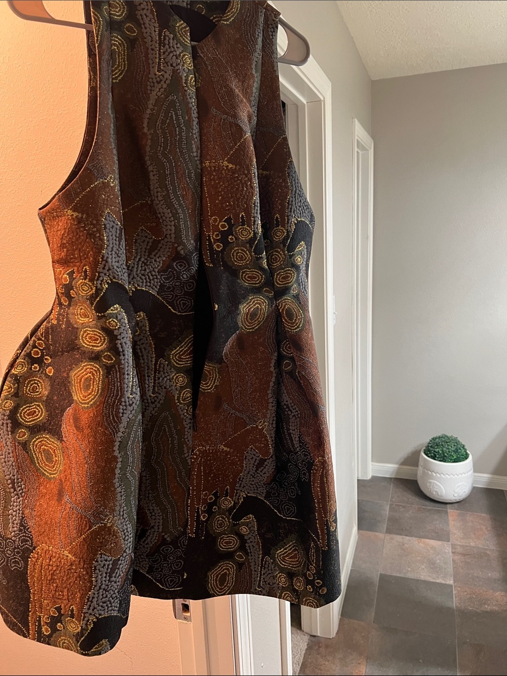 Andrea Iyamah Brown Black Patterned Long-Sleeve Mini Dress - Picture 8 of 10